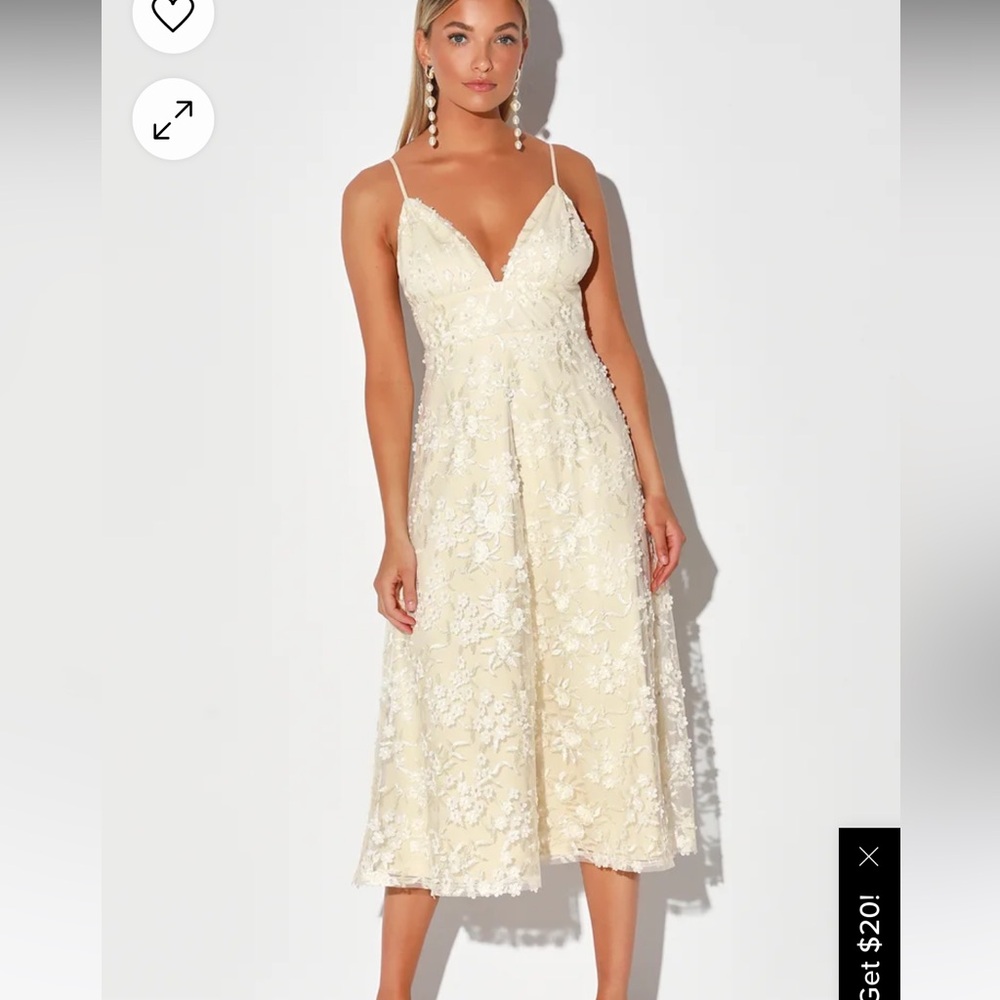 Lulus ivory flourishing lace midi dress